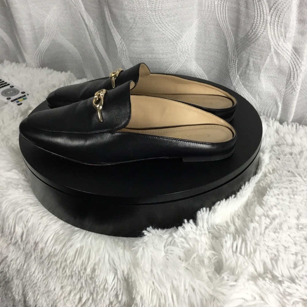 Coach Black Leather Slip-On Mules with Gold Horsebit - Picture 3 of 8